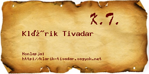 Klárik Tivadar névjegykártya